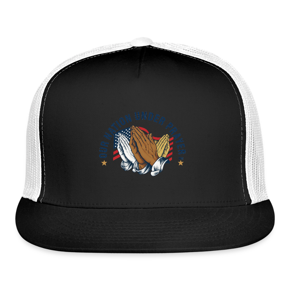 Trucker Hat Three Praying Hands & Flag - black/white