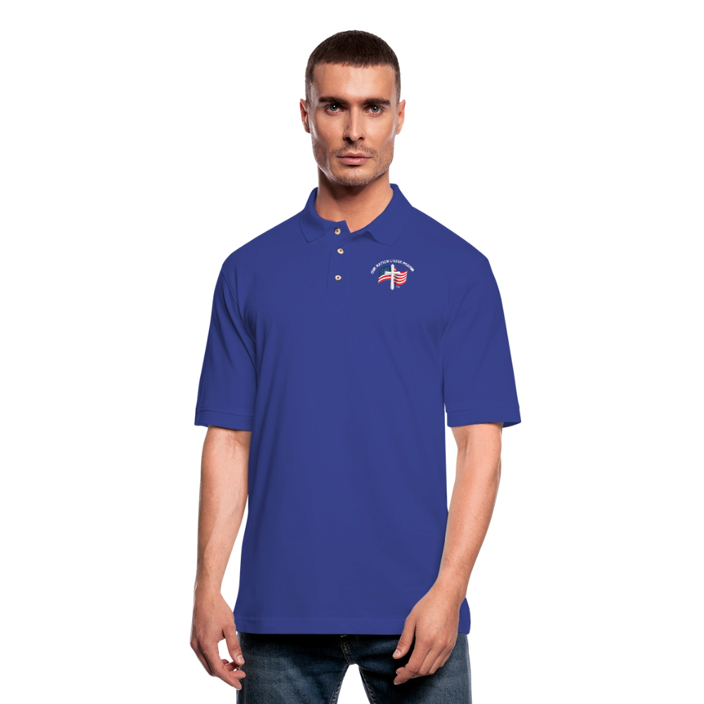 Cross & Flag Men's Pique Polo Shirt - royal blue