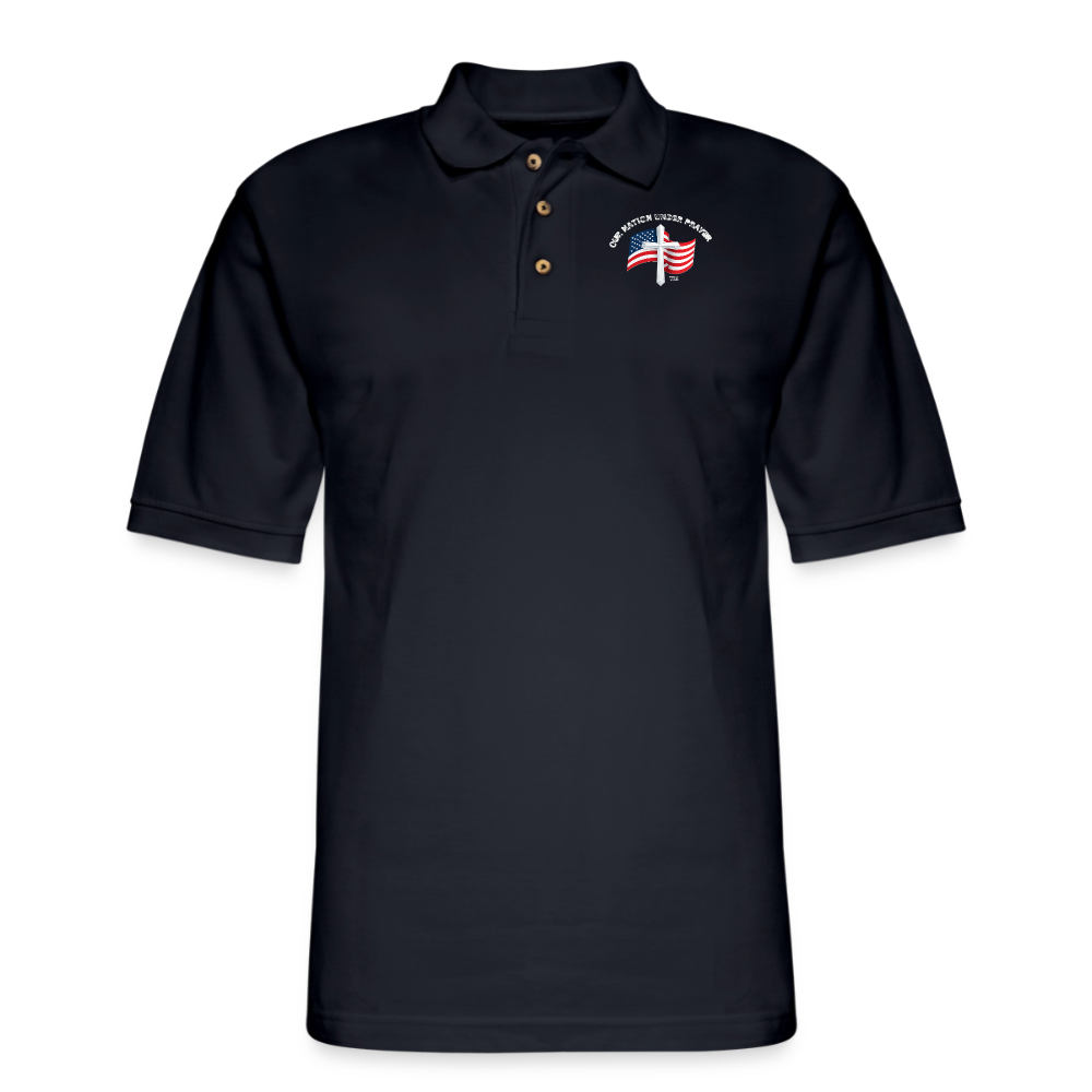 Cross & Flag Men's Pique Polo Shirt - midnight navy