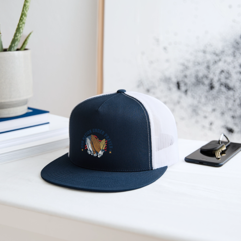 Trucker Hat Three Praying Hands & Flag - navy/white