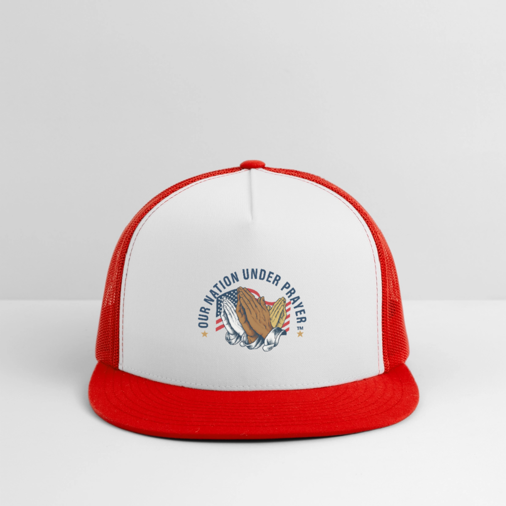 Trucker Hat Three Praying Hands & Flag - white/red