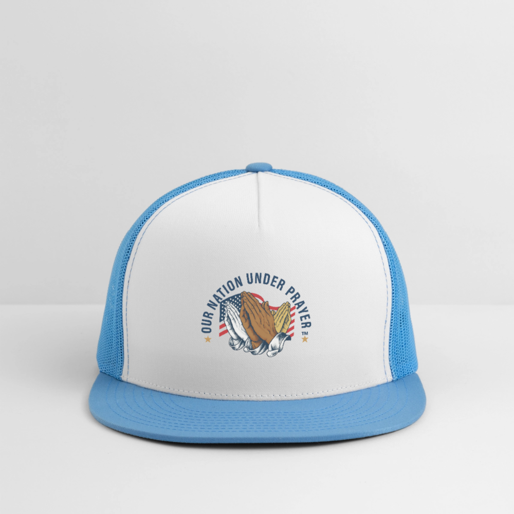 Trucker Hat Three Praying Hands & Flag - white/blue
