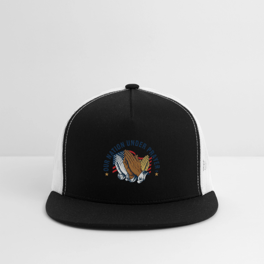 Trucker Hat Three Praying Hands & Flag - black/white
