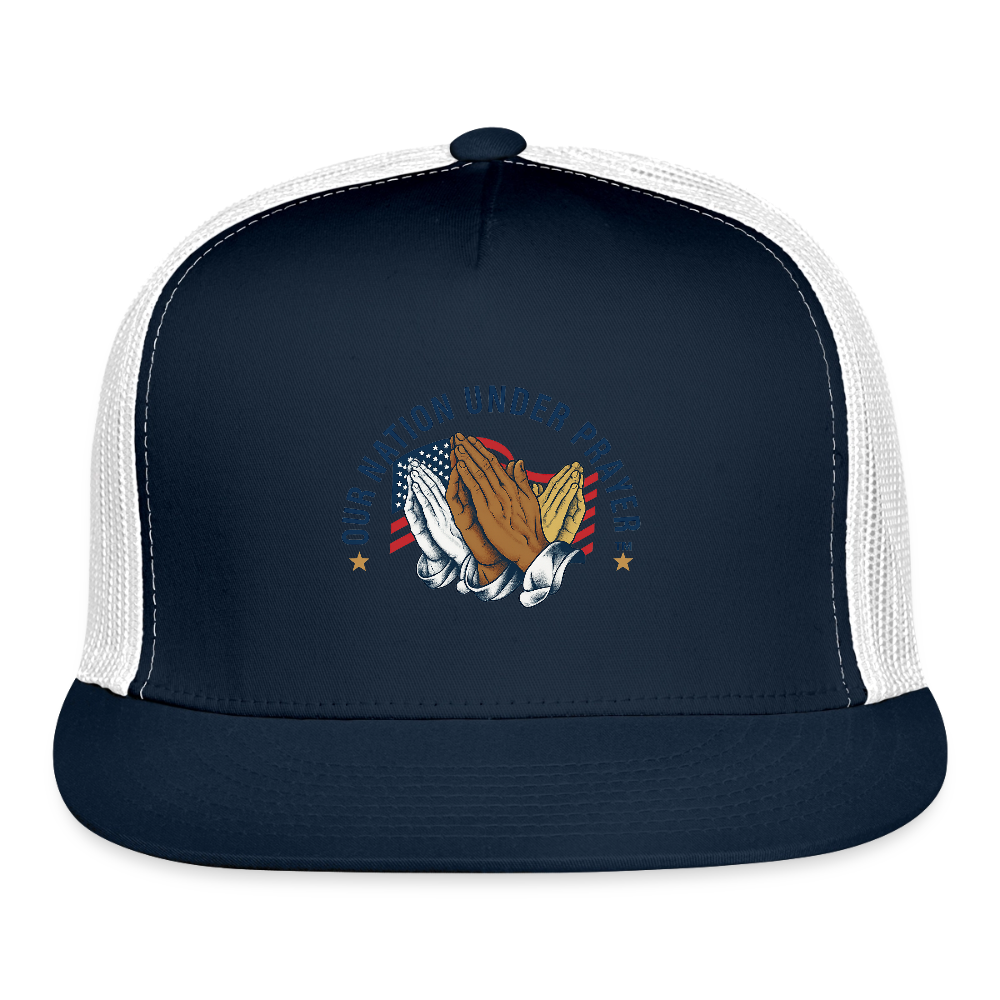 Trucker Hat Three Praying Hands & Flag - navy/white
