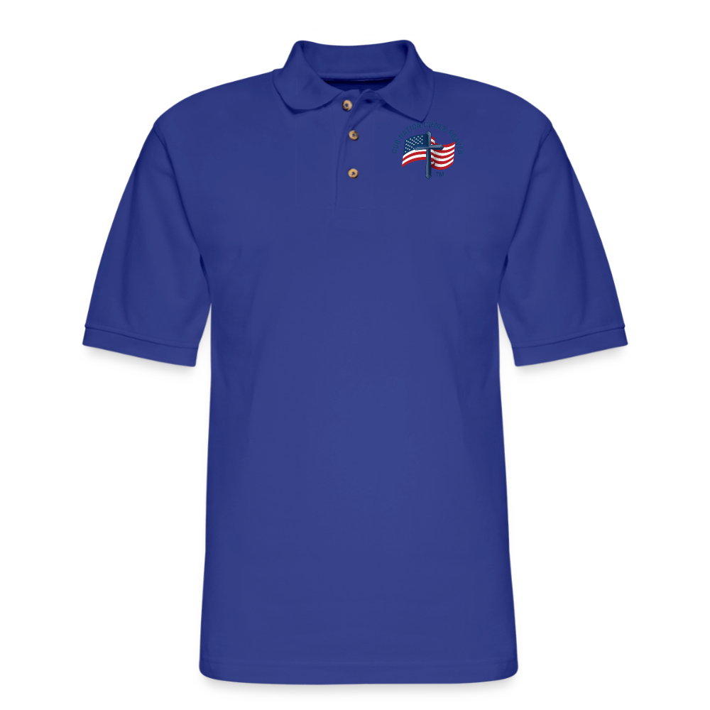 Cross & Flag Men's Pique Polo Shirt - royal blue