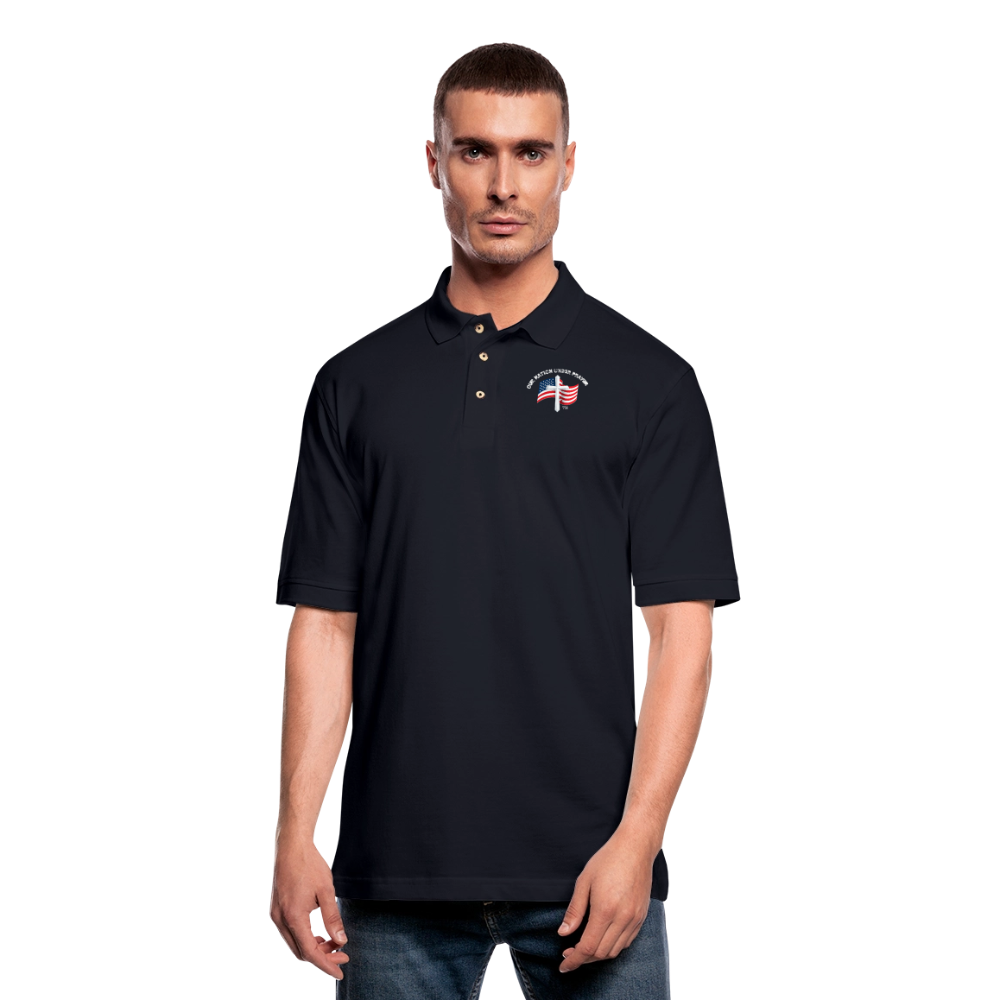 Cross & Flag Men's Pique Polo Shirt - midnight navy