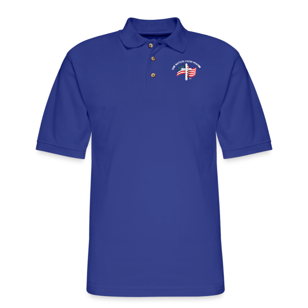 Cross & Flag Men's Pique Polo Shirt - royal blue