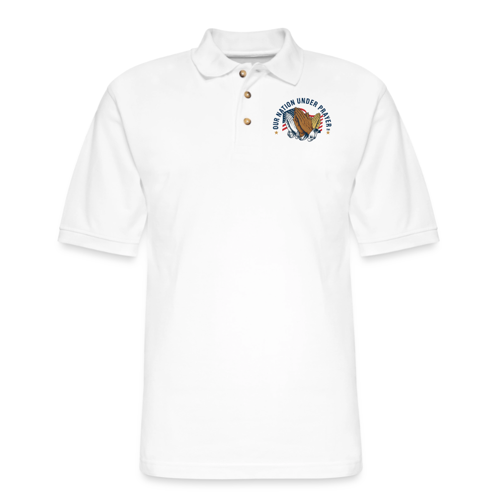 Three Praying Hands Men's Pique Polo Shirt (light) - white