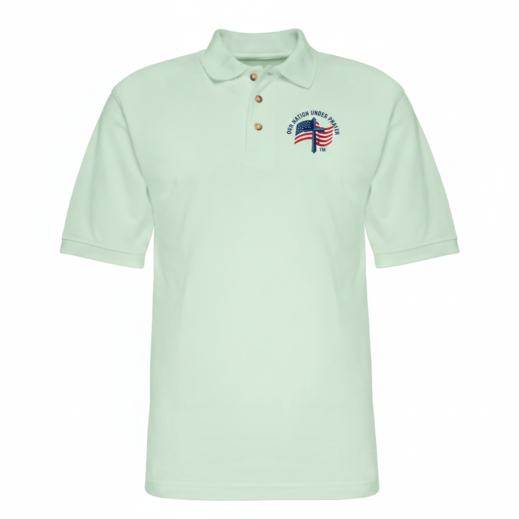 Cross & Flag Men's Pique Polo Shirt - light green