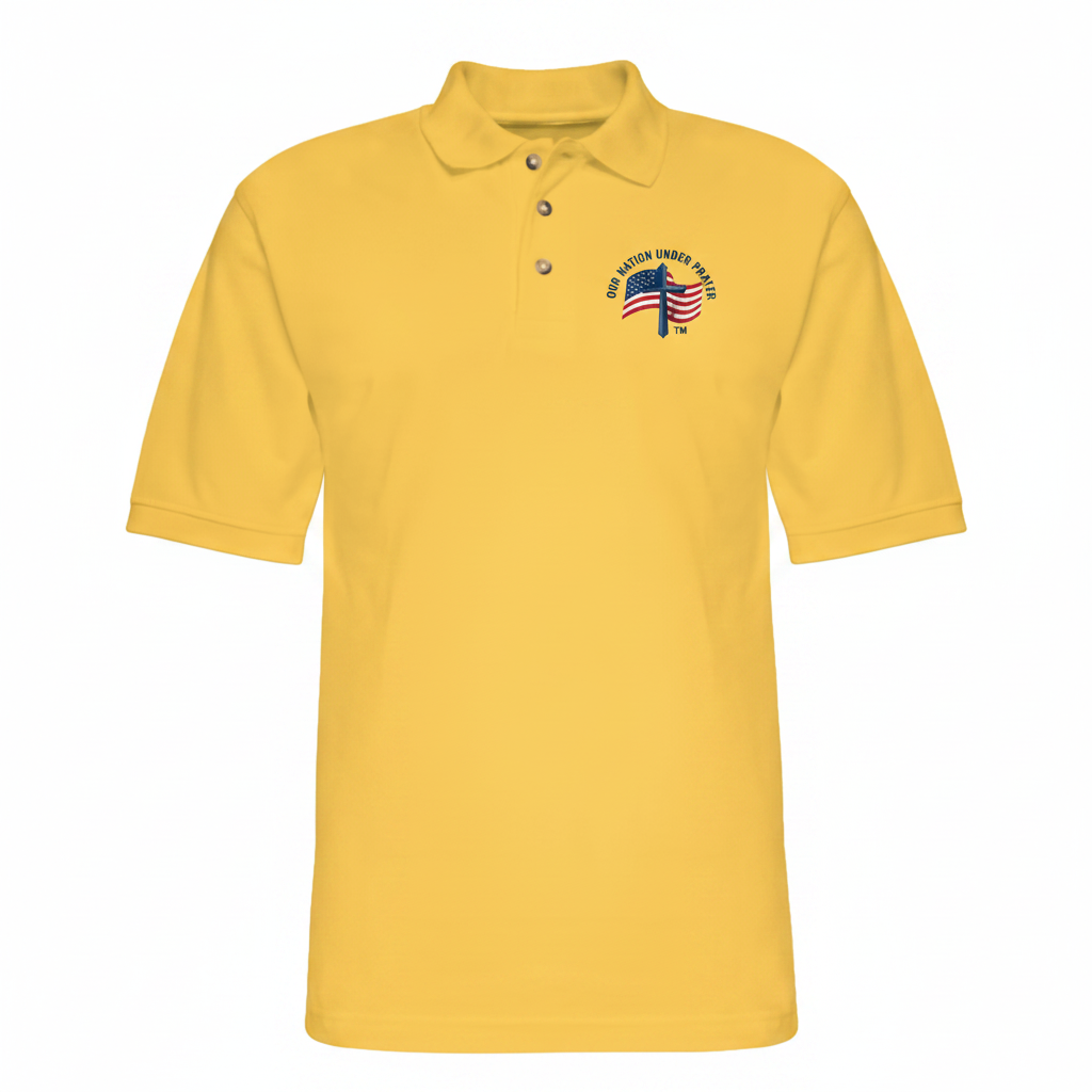 Cross & Flag Men's Pique Polo Shirt - yellow