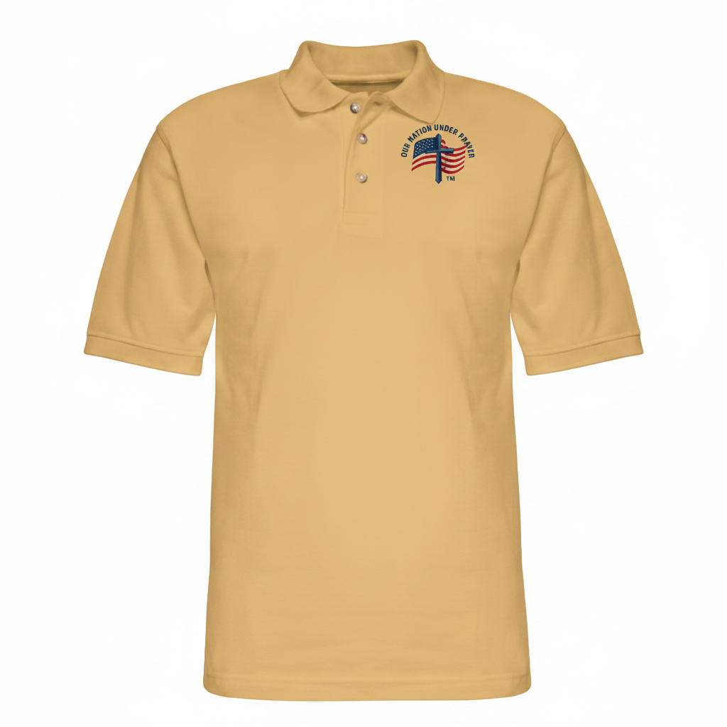 Cross & Flag Men's Pique Polo Shirt - gold