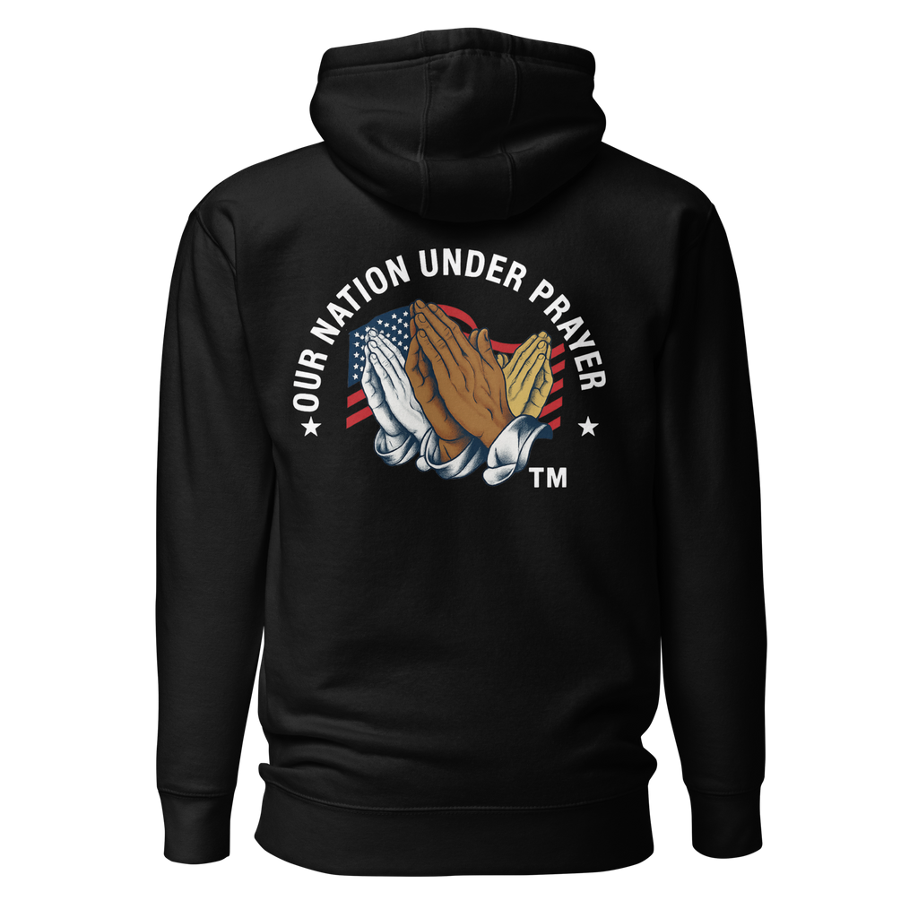 Three Praying Hands & Flag Hoodies Men's Hoodie Front +Back Print
